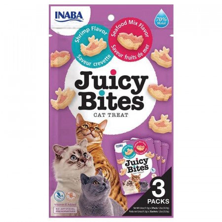 Inaba Juicy Bites Camarón y Mariscos (paquete conteniendo 3 sobres)